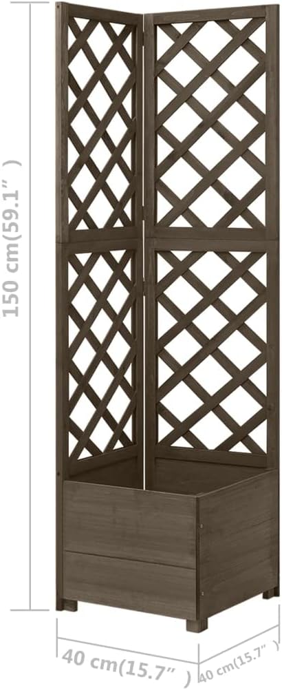 Garden Trellis Pot Raised Bed Garden Beds Outdoor Corner Trellis Planter Gray 15.7x15.7x59 Solid Fir Wood Easy to Assemble for Backyard Patio Deck Lawn