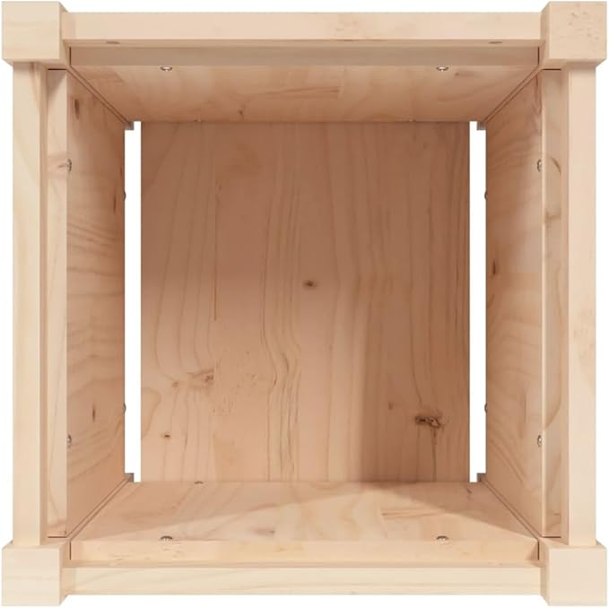 Garden Planter Set of 2 Natural Solid Pine Wood 15.7x15.7x15.7 inch Square Raised Garden Beds for Outdoor Plants Rustic Finish