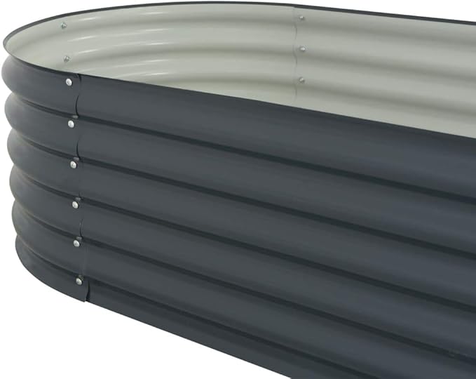 SKM Garden Raised Bed 240x80x44 cm Galvanised Steel Grey (Weight-26KG)
