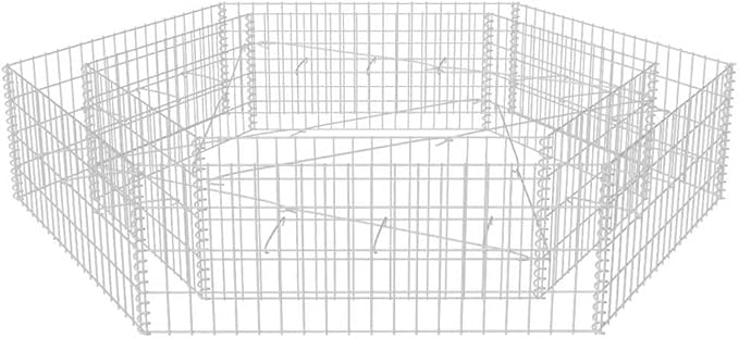 Hexagonal Raised Garden Bed 78.7 x 68.1 x 15.7 in Galvanized Steel Outdoor Planter Box Rustic Silver for Patio Garden Terrace