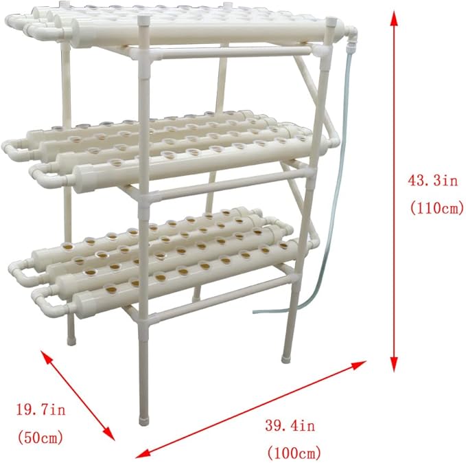 Hydroponic Grow Kit Hydroponics Growing System 108 Sites 12 Food-Grade PVC-U Pipes 3-Layers 4-Row Indoor Planting Kit with 110V Water Pump Timer for Growing Vegetables Flowers Plants