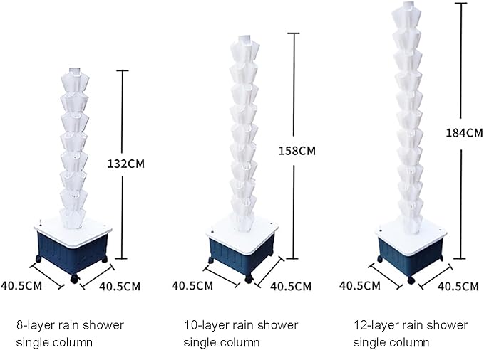 Vertical Hydroponic Grow Tower Aeroponic Tower 8/10/12 Layer 40/50/60 Plants Sites Large Herb Garden Lettuce Tomato Vegetable Herb Outdoor Indoor Growing System