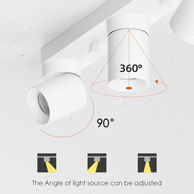 Spotlight Led Ceiling Light Fixture Fixed Track Lighting Kit Island 360°+90°Rotation Directio l Spotlights for Kitchen Office Bar