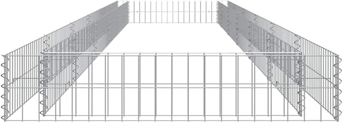 Gabion Raised Bed Silver Galvanized Steel Extra Large Outdoor Planter for Garden and Terrace 236.2 x 39.4 x 7.9 Inch Rectangular