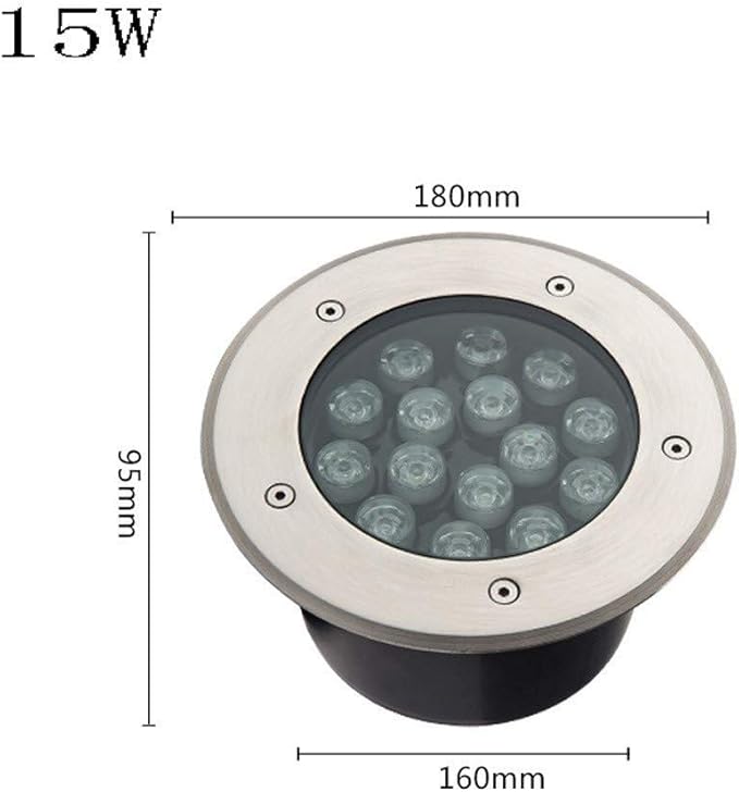 15W LED Embedded Underground Light IP68 Waterproof and Dustproof Indoor and Outdoor Landscape Lighting Fixtures Garden Courtyard Lawn Spotlight Waterproof Buried Light Pool Light Fittings