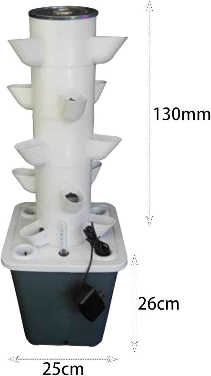 Hydroponic Grow Rack Hydroponic Grow System Tower Indoor Outdoor Home Plant Germination Kit Vertical Garden Planter Water Pump PVC Suitable for Yard S 15Holes