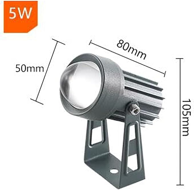 Landscape Lights - 5W Waterproof LED Spotlight AC 220V Narrow Beam Outdoor Wall Lamp with 180° Adjustable Bracket (Warm White)