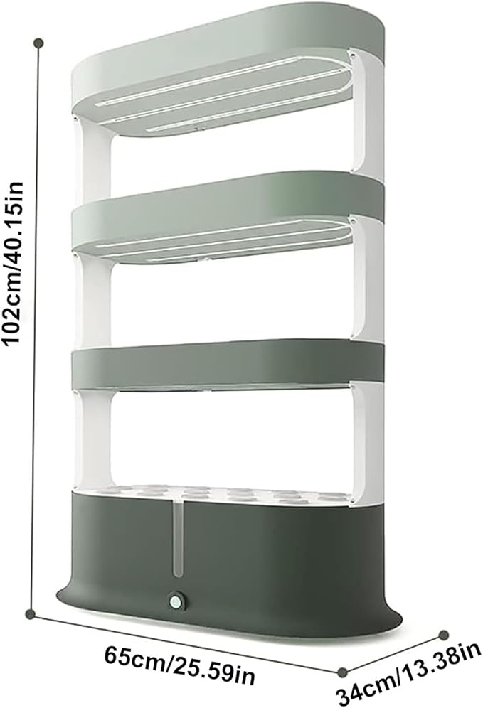 Indoor Garden Hydroponic System Kit 48 Pods Indoor Gardening System with LED Grow Light 4-Layer Herb Garden Planter Indoor Kit Large Hydroponic Growing System for Plants Herb Vegetable(Color:White)