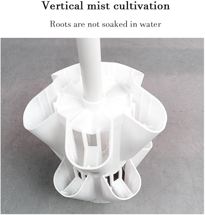 Hydroponics Growing Set with LED Grow Light Hydroponics Growing System Column-Type Water Mist Cultivation Fan-Shaped Water Distribution Design for Fruits(Gray)