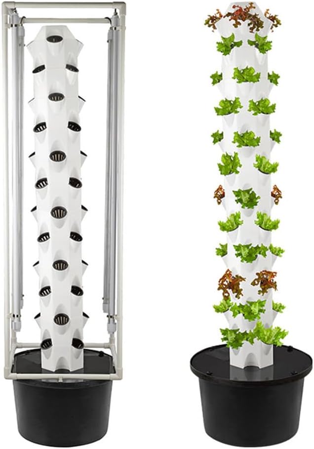 Hydroponics Growing 48 Pods Aeroponics Growing Tower with LED Grow Light Vertical Garden Planter Plant Germination Aeroponics Growing Ki
