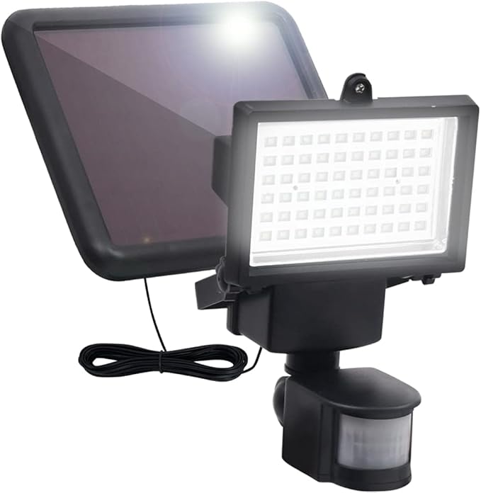 Garden Solar Powered LED Spotlight Black Plastic Water-Resistant Outdoor Lights for Yard Patio Driveway Automatic Motion Sensor Adjustable Lighting Angle Cool White Light