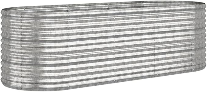 SKM Garden Raised Bed Powder-Coated Steel 88.2x31.5x26.8 Silver (14.38 KG/31.636 LBS)