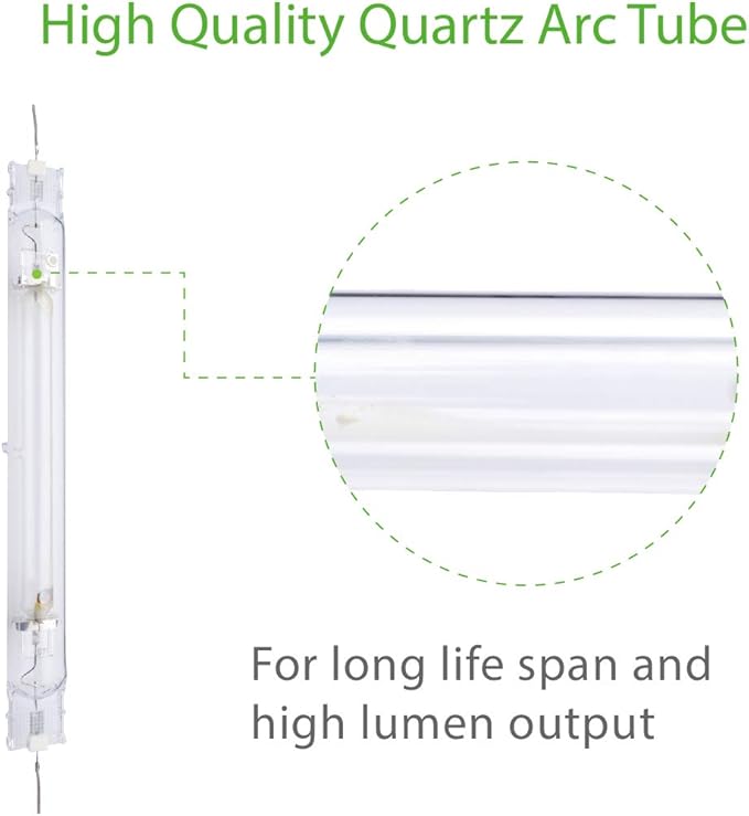 6000K 1000W Double Ended MH Grow Light Bulb1000 Watt DE Metal Halide Grow LampHigh PAR Enhanced Blue and Violet SpectrumCompatible with Ballasts of 1000W Double Ended HPS Bulb
