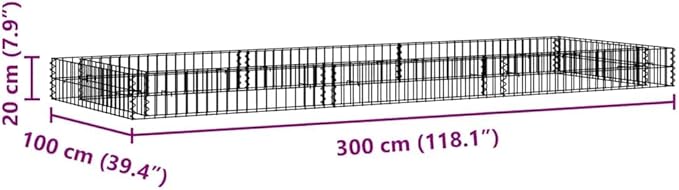 Gabion Raised Bed Silver Galvanized Steel 118.1x39.4x7.9 Inch Large Durable Outdoor Planter Box for Garden