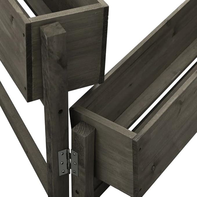 Decorative Garden Raised Bed Vegetable Planting pots Garden Folding Planter Gray 23.6x5.5x29.5 Solid Firwood for Growing Outdoor Plants Vegetables