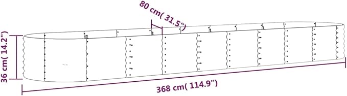 Garden Raised Bed Planter Raised Beds Raised Planter Box for Outdoor Plants Garden Beds Powder-Coated Steel 144.9x31.5x14.2 Gray