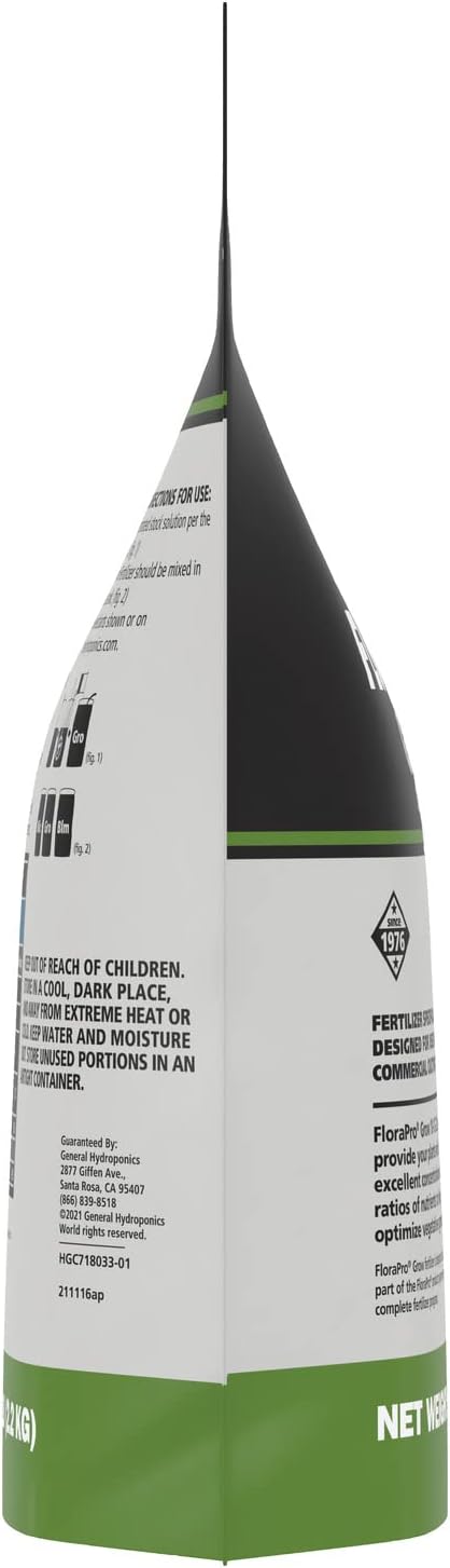 General Hydroponics FloraPro Grow 10-12-22 Nutrient for Commercial Cultivation 5 lbs.