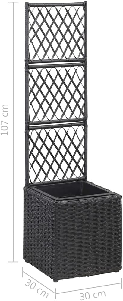 Trellis Raised Bed.Staircase Raised GardenWooden Raised Garden Beds Suitable for Growing Flowers Porch and Fruits Herbs with 1 Pot 11.8X11.8X42.1 Poly Rattan Black