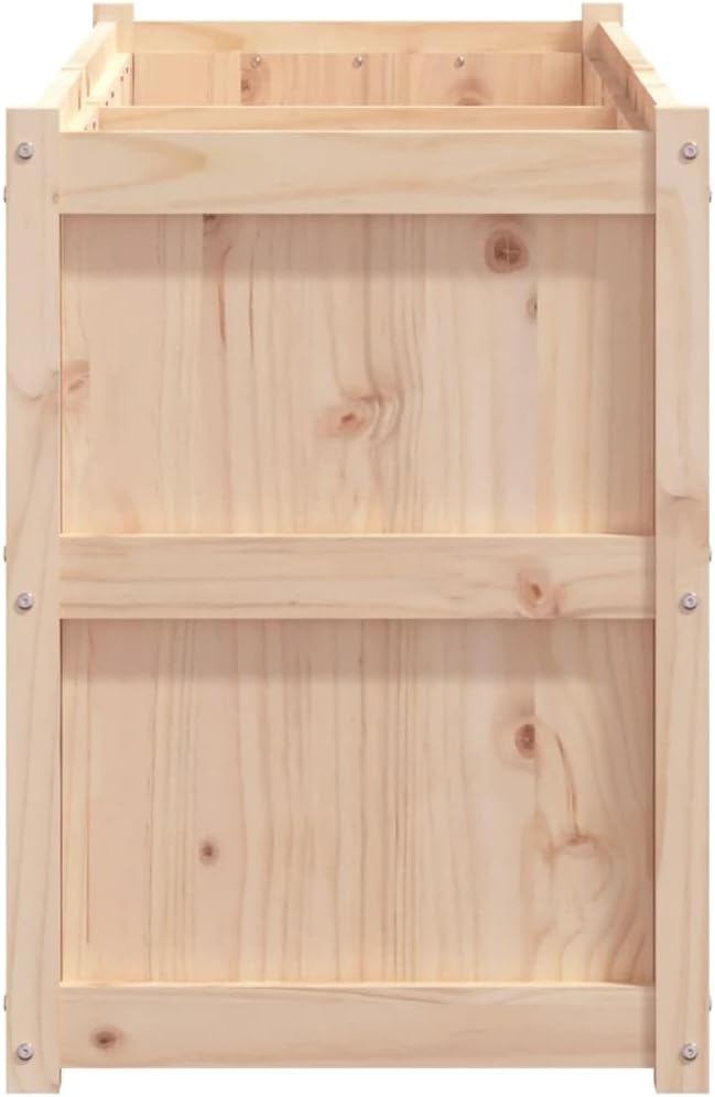 Large Rectangular Garden Planter Solid Pine Wood Untreated Finish 59.1 x 19.7 x 27.6 Inches Ideal for Outdoor Plants Herbs Vegetables