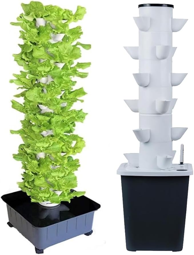 Hydroponics Growing System15/20/25/30 Pods Hydroponics Tower Garden Hydroponic Growing Sys for Fruits and Vegetables Aeroponics Growing Kit with Hydrating Pump Net Pots 20hol