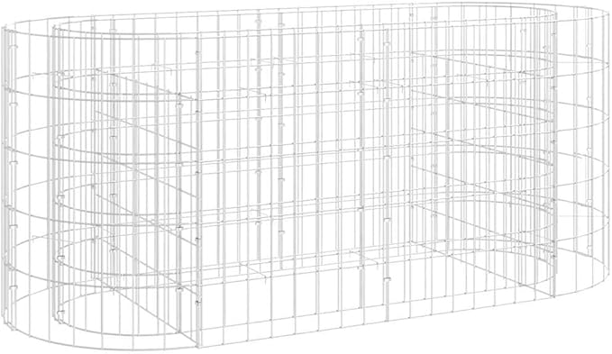 Galvanized Gabion Raised Bed Planter 47.2 x 47.2 x 19.7 in Silver Rectangular Metal Garden Fence Alternative Outdoor Privacy Screen for Garden Patio Balcony