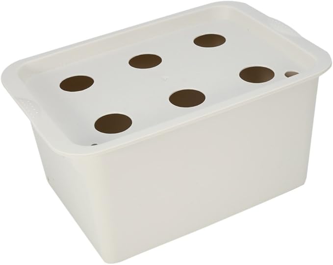 Jeanoko 6 Holes Plant Site Hydroponic System Grow Kit Bubble Indoor Outdoor Garden Cabinet Box Plastic Soil Growth Save Land and Water Labor and Fertilizer for Plant Growth (Gray)