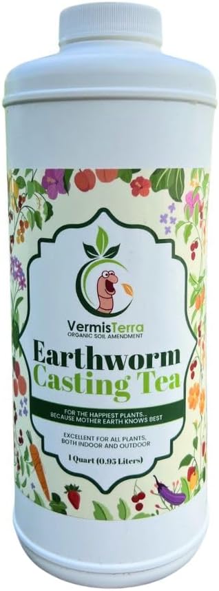 Worm Tea for Gardening - 32oz Quart - Organic Earthworm Soil Enhancer - Vermicompost with Kelp - Increase Yields Boost Growth Reduce Stress- Vegetables Flowers Fruit Trees - Plant Probiotic