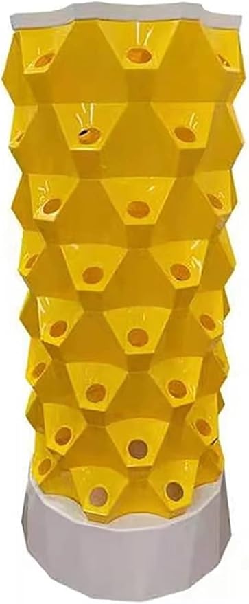 Hydroponics Growing Sys-temHydroponics TowerAquaponics Grow Sys-tem With 48/64/80 Growing Points Aeroponics Growing Kit for Fruits and Vegetables with Hydrating Pump TimerYellow-48Pots
