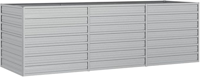 REWIS Garden Raised Bed Planter Raised Beds Raised Planter Box Planters for Outdoor Plants Garden Beds 94.5x31.5x30.3 Galvanized Steel Silver
