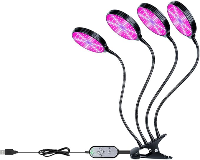 60W Hydroponic Plant Growth Lamps USB Full-spectrum Planting Lamping 5-level Brightness Adjustment Automatic on/off Integrated Seed Cultivation Bulb 360° Flexible Angle Adjustment Green Plant Lighting
