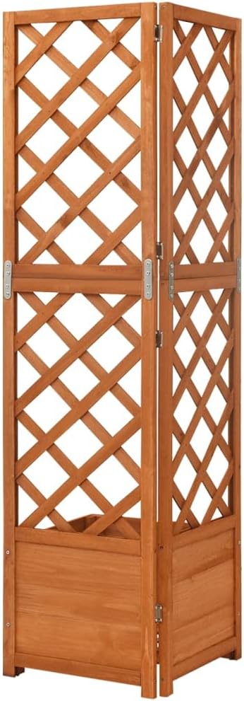 Decorative Garden Raised Bed Vegetable Planting pots Corner Trellis Planter 15.7x15.7x59 Solid Fir Wood for Growing Outdoor Plants Vegetables