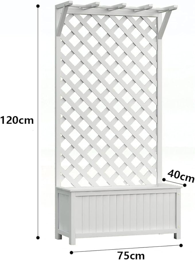 Wood Planter Raised Bed with Top 48 Inch Height Plant Climbing Box for Garden Balcony Patio Yard Porch Vertical GardenWhite75x40x120cm