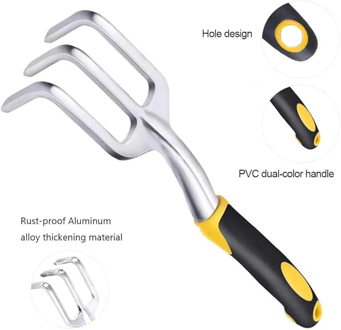 5-Piece Garden Tool Set Heavy Duty Aluminum Gardening Tools with Pruner Trowel Transplanter Hand Rake &amp Gloves Floral Design Ergonomic Handle - Perfect Gardening Gift for Women