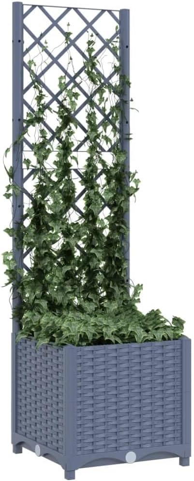 Garden Planter with Trellis Standing planters Garden beds Outdoor Planter Boxes Horse Trough planters Suitable for Courtyard Corridor Orchard Nursery Blue Gray 15.7x15.7x53.5 PP