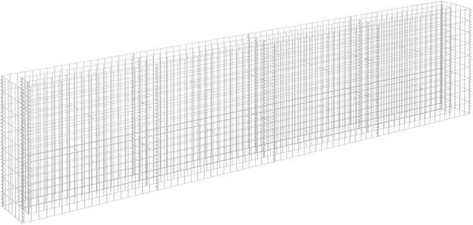 Gabion Raised Bed Silver Galvanized Steel Outdoor Plant Pot Floral Holder for Garden Balcony 141.7 x 11.8 x 35.4 in