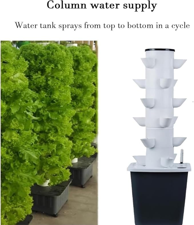 Garden Vertical Hydroponic Tower Hydroponics Growing System Tower with Water Storage Function Column Water Supply PP Material for Herbs Fruits Vegetables
