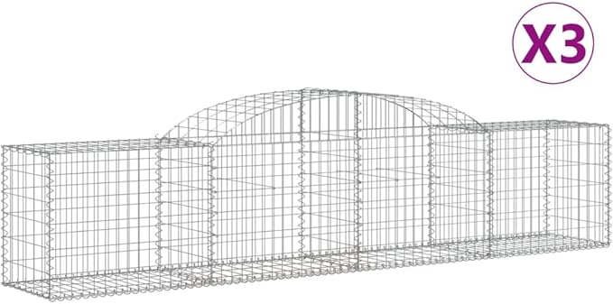 3-Piece Galvanized Iron Gabion Basket Set 118 x 118 x 32 in Silver Rectangular Planter Box for Elevated Garden Beds Outdoor Raised Flower Bed Patio Backyard Landscaping