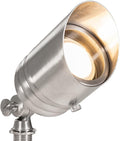 VOLT Fat Boy 12V Stainless Steel Outdoor Spotlight with 5W 2700K Warm White 400 Lumen MR16 LED Bulb for Low Voltage Landscape Lighting of Yard Lawn Garden Patio Trees &amp House