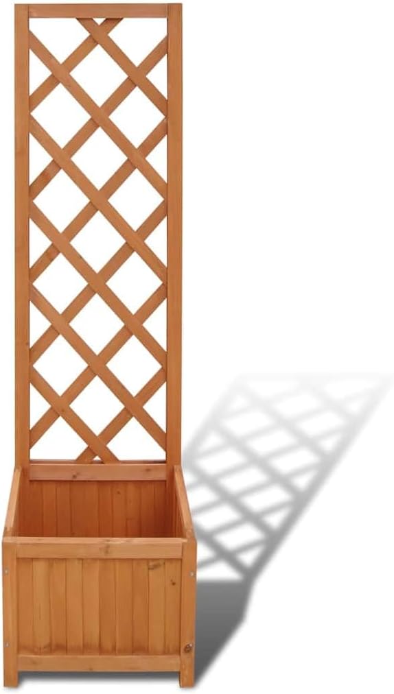 Rustic Solid Wood Garden Planter with Trellis 15.7x15.7x53.1 in Brown Outdoor Raised Planter Box for Flowers Vegetables Patio Yard