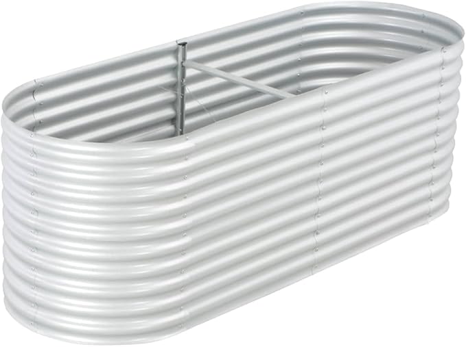 SKM Garden Raised Bed Garden Raised Bed 94.4x31.4x31.8 Galvanized Steel Silver