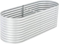 SKM Garden Raised Bed Garden Raised Bed 94.4x31.4x31.8 Galvanized Steel Silver