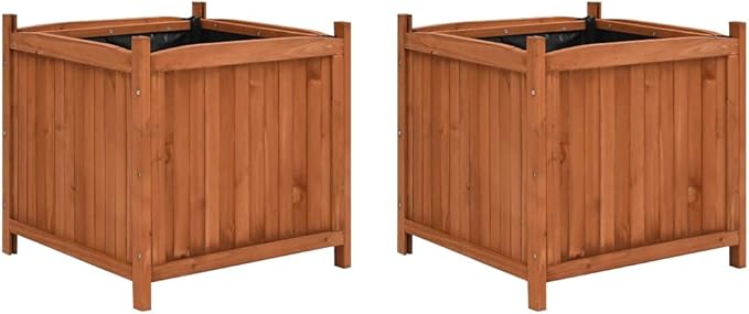 SKM Raised Beds 2 pcs 19.7x19.7x19.7 Firwood