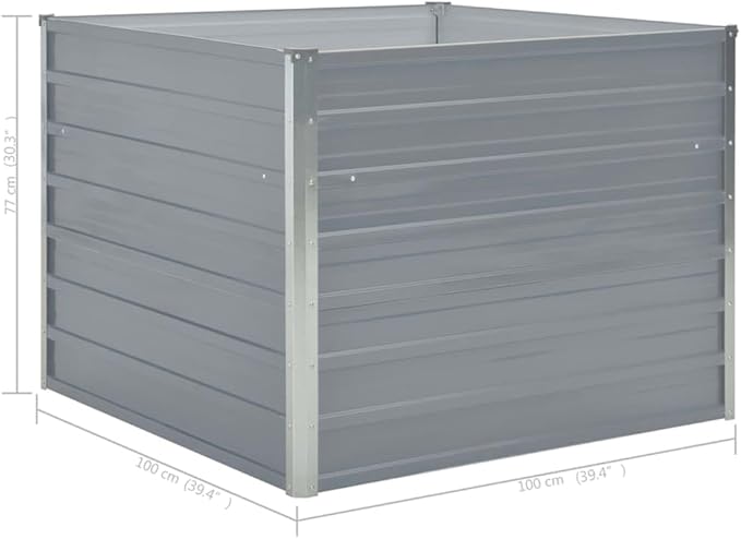 Raised Garden Bed 39.4 x 39.4 x 30.3 Galvanized Steel Gray Outdoor Planter Box Raised Flower Bed for Vegetables and Herbs Large Garden Raised Bed for Outdoor Use Durable and Easy Assembly