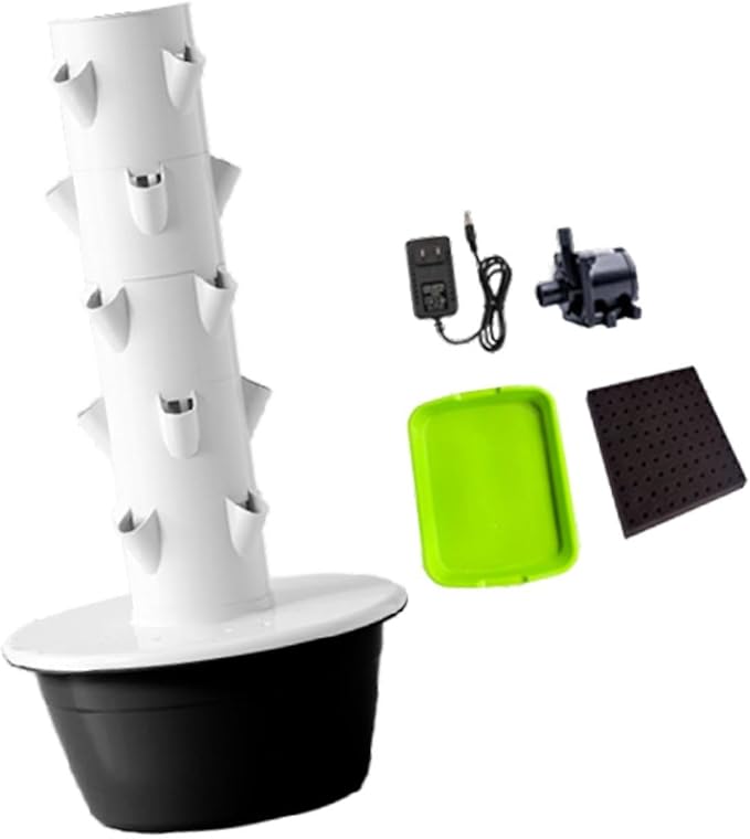 Hydroponic Tower Hydroponics Growing System Kit Accessories Gardening Pots Practical Vertical Planter for Strawberries Black S