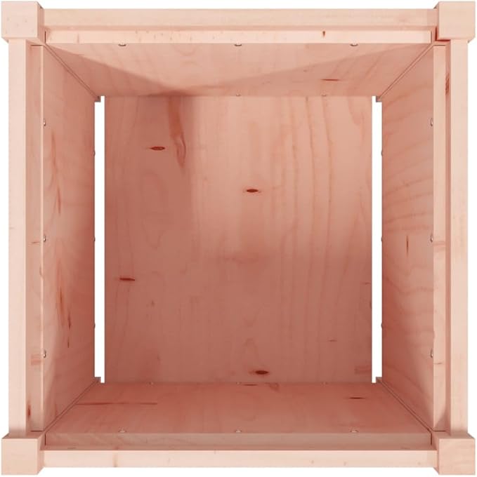 Garden Planter Natural Solid Douglas Fir Wood 19.7 inch Square Outdoor Raised Garden Bed Rustic Planter Box for Vegetables Flowers Herbs Patio Balcony