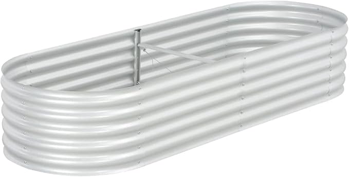 Garden Raised Bed Large Galvanized Steel Planter for DIY Enthusiasts Silver Rectangular Design for Outdoor Gardens Balconies or Patios