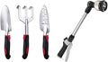FANHAO 3 Piece Heavy Duty Gardening Tools + Garden Hose Wand with Thumb Control