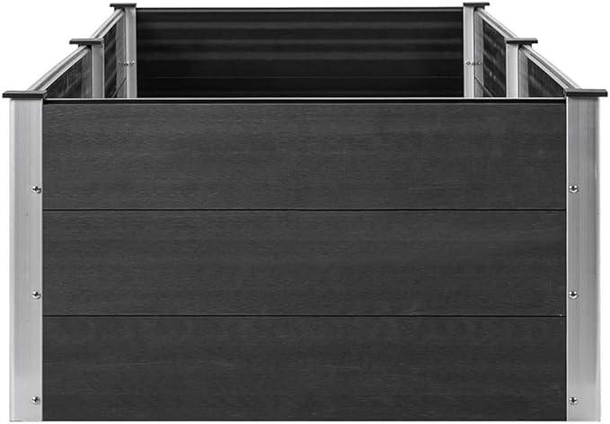 Large Grey Wood Plastic Composite Raised Garden Bed Durable Outdoor Planter Box for Vegetables Herbs Flowers 78.7x39.4 Inch Rectangular Gardening Solution
