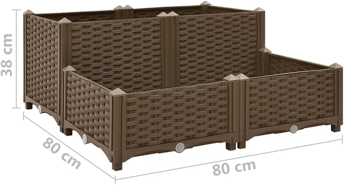 Raised Bed Garden Planter Outdoor Planter Box Natural Plant Pot Suitable for Vegetable Grass Lawn Yard 31.5x31.5x15 Polypropylene