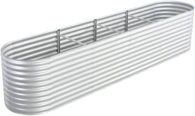 SKM Garden Raised Bed Garden Raised Bed 157.4x31.4x31.8 Galvanized Steel Silver